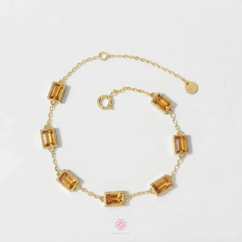 Rosen'marry/ข้อมือพลอยแท้ซิทรินเรือนเงินแท้925