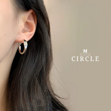 ต่างหูเงิน Circle ต่างหูแฟชั่น ต่างหูห่วง
