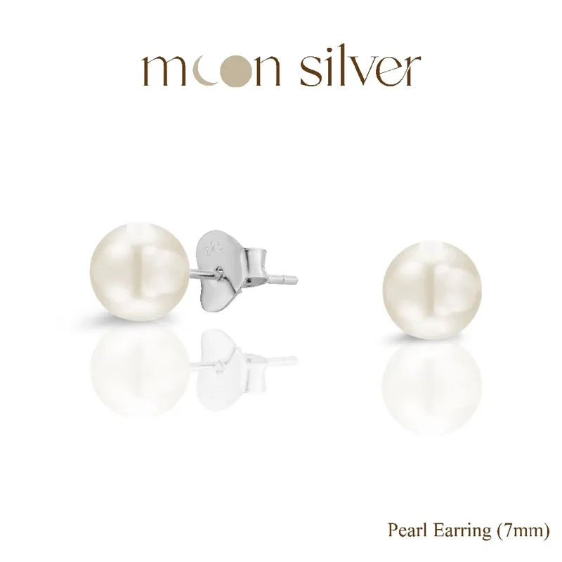 Moonsilver ต่างหูมุกน้ำจืด เงินแท้ 925 Size 3 - 8 mm