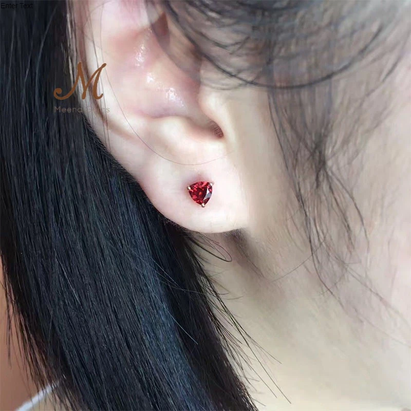 ต่างหูโกเมนแท้สีแดงเข้ม